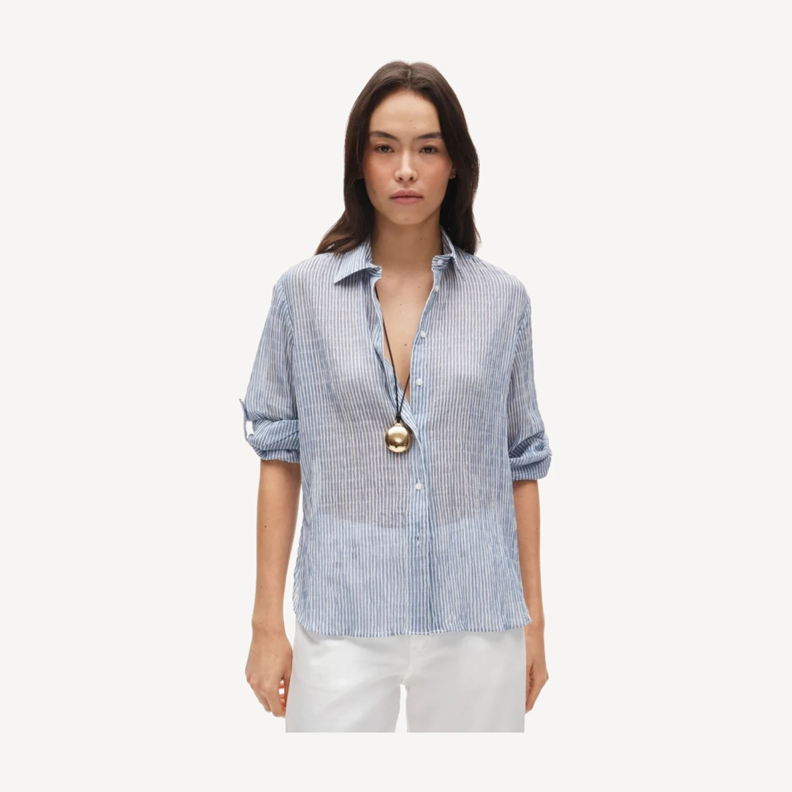 Jules classic-fit button-up shirt in striped textured gauze