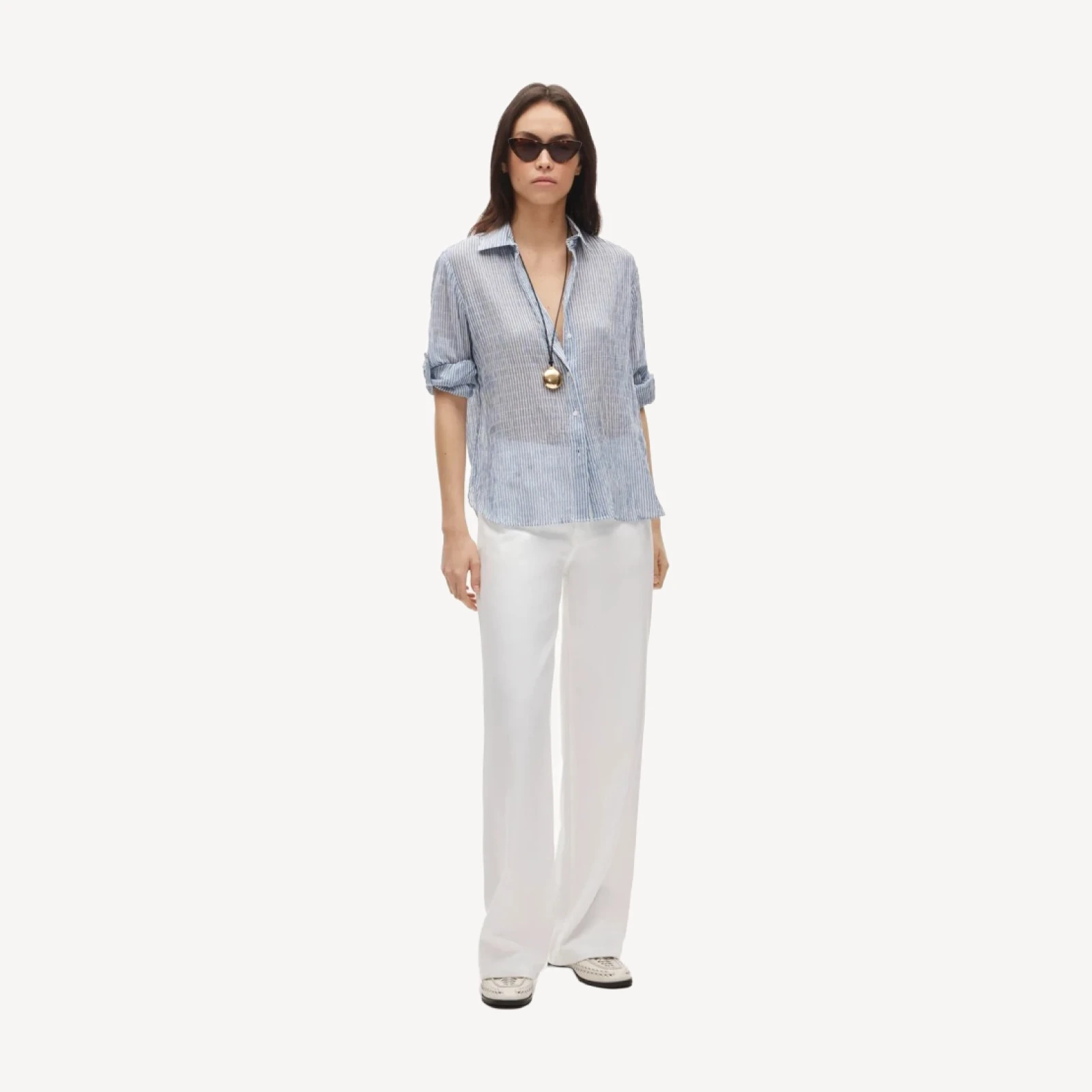 Jules classic-fit button-up shirt in striped textured gauze