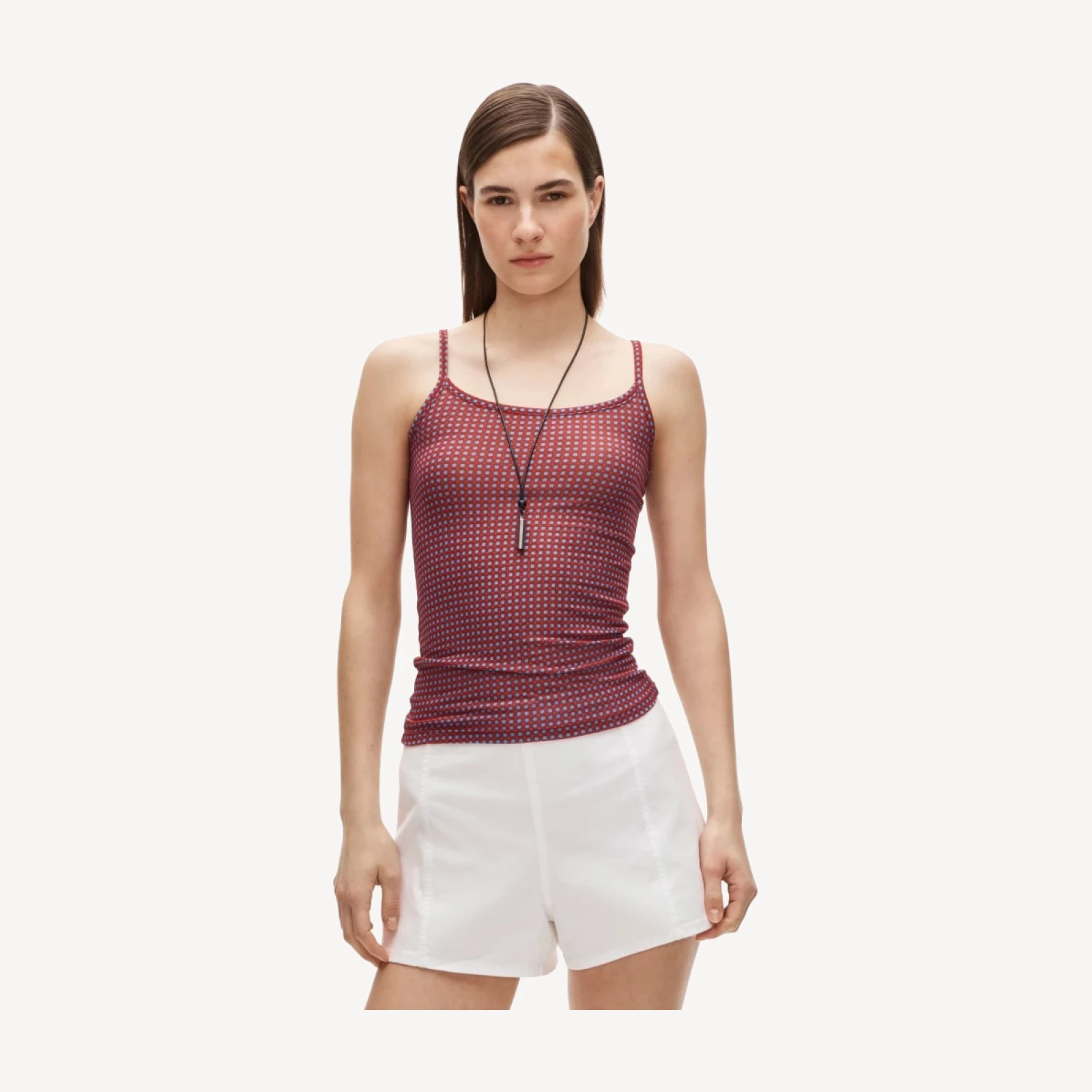 Stretch lyocell-blend camisole in gingham