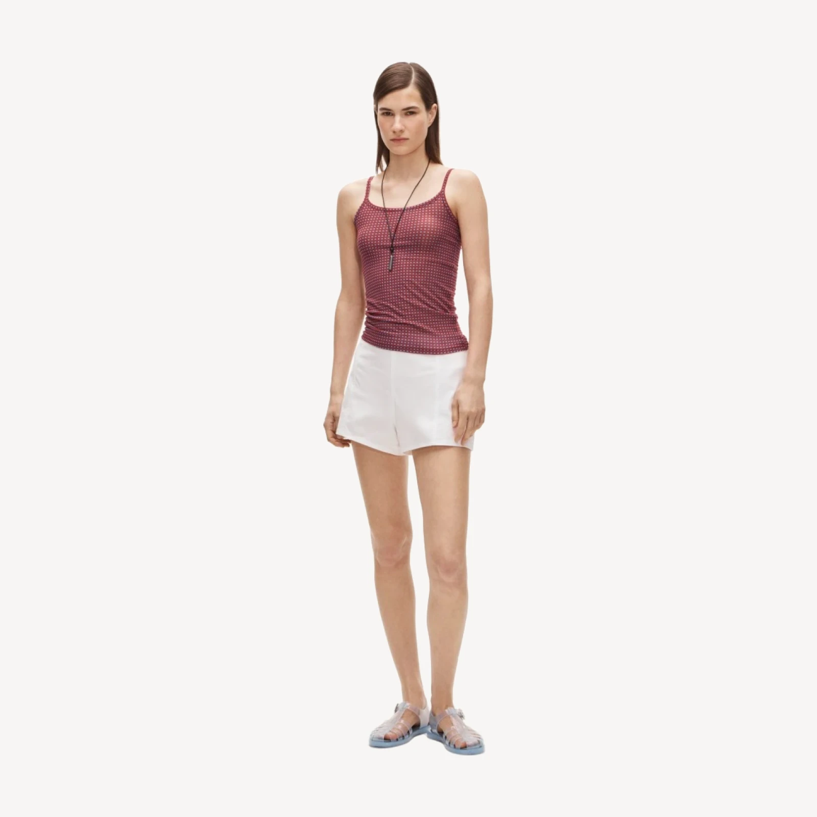 Stretch lyocell-blend camisole in gingham