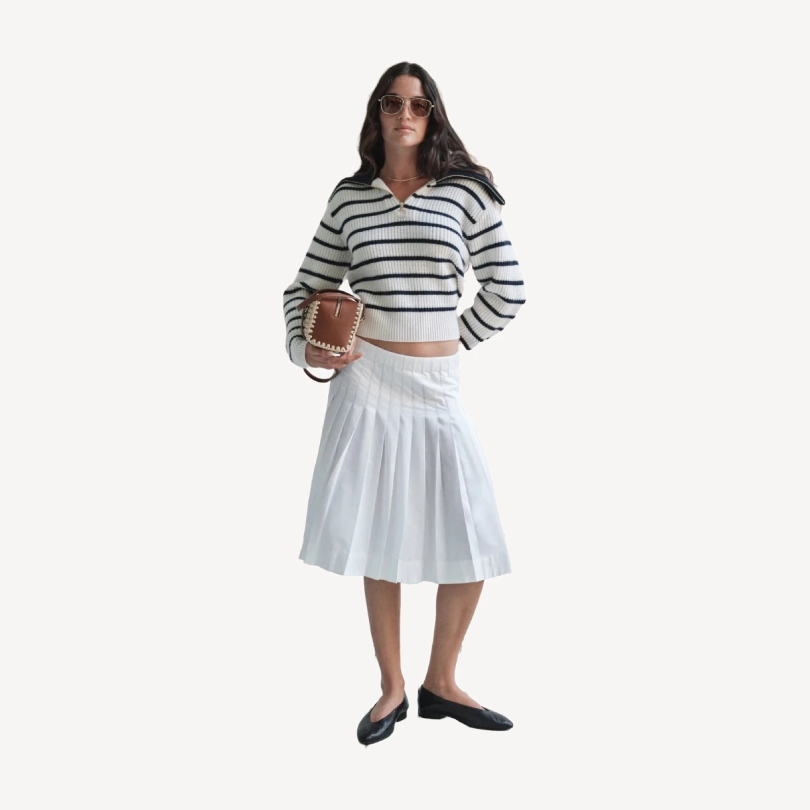 Pleated skirt in cotton poplin