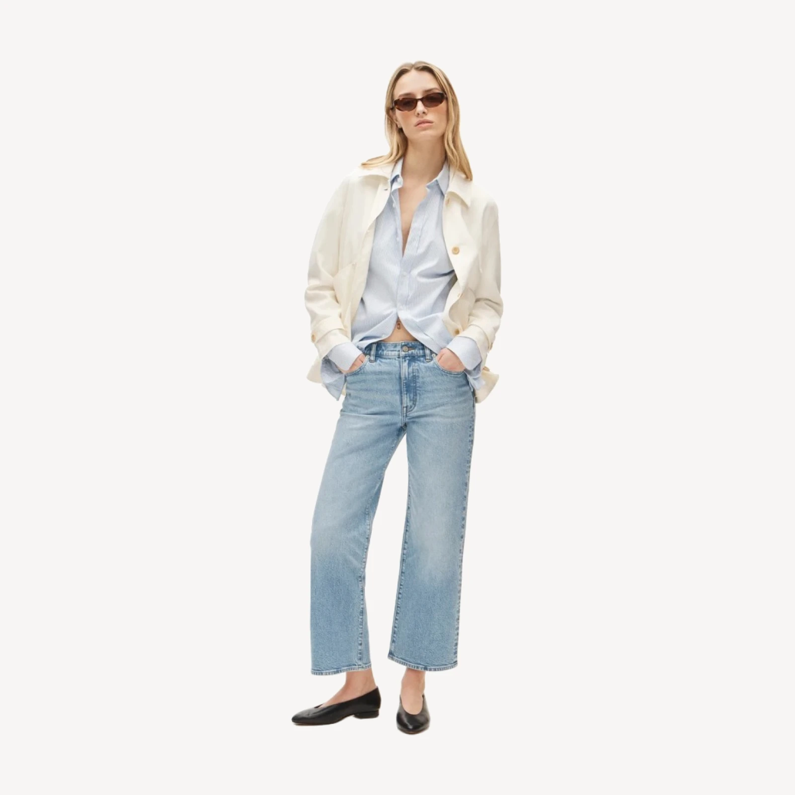 Slim-wide jean in semi-stretch