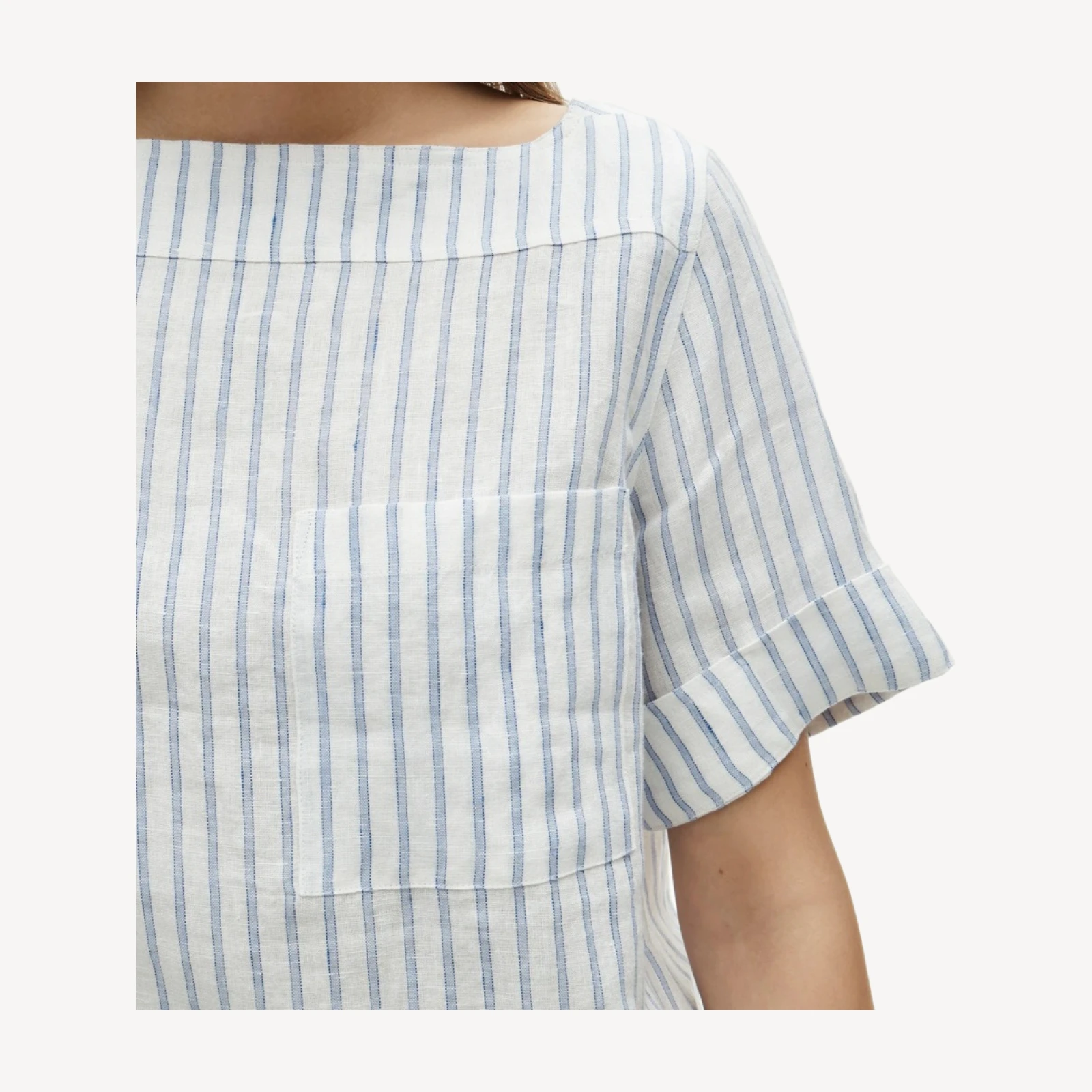Boatneck T-shirt in striped linen