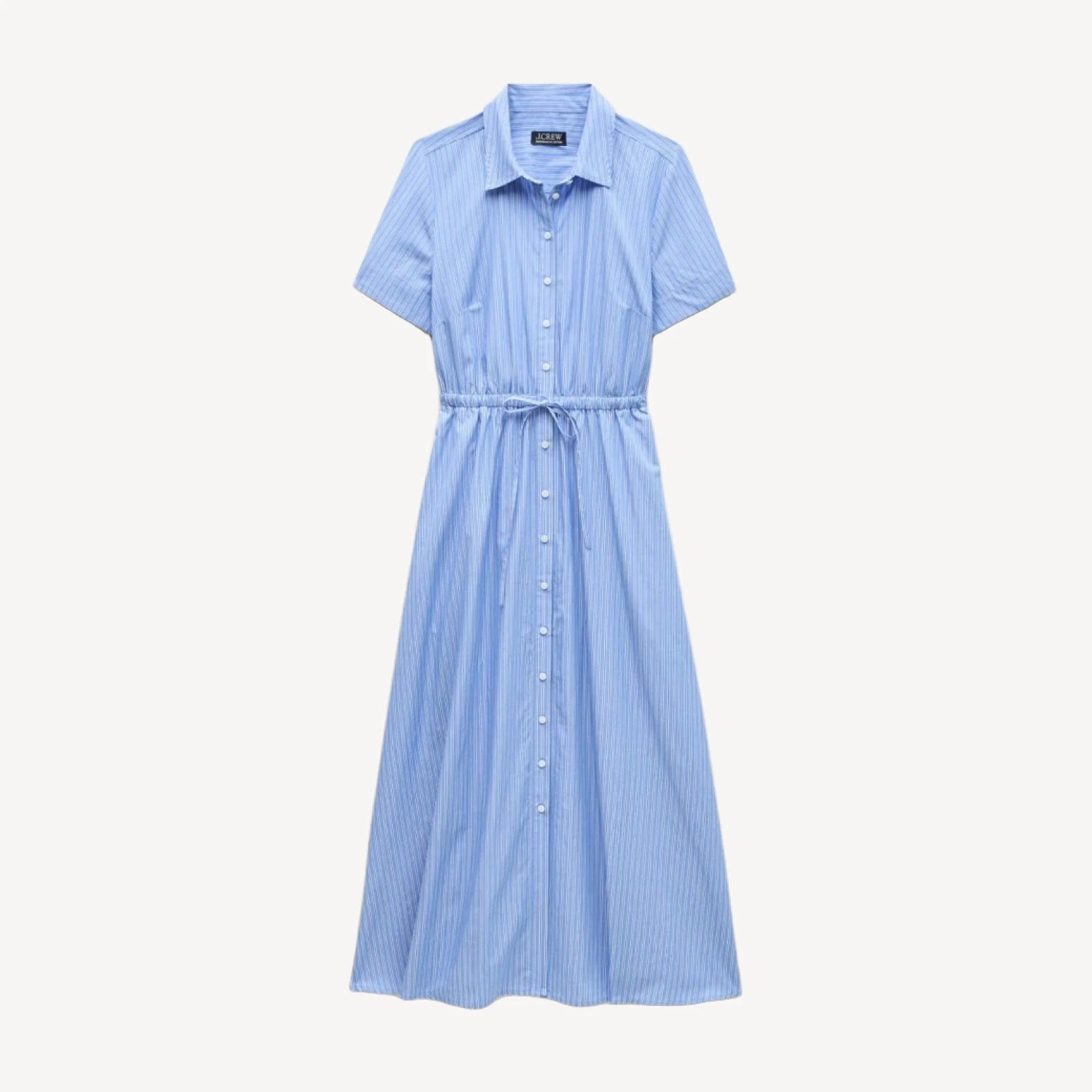Cerise shirt-dress in striped cotton poplin