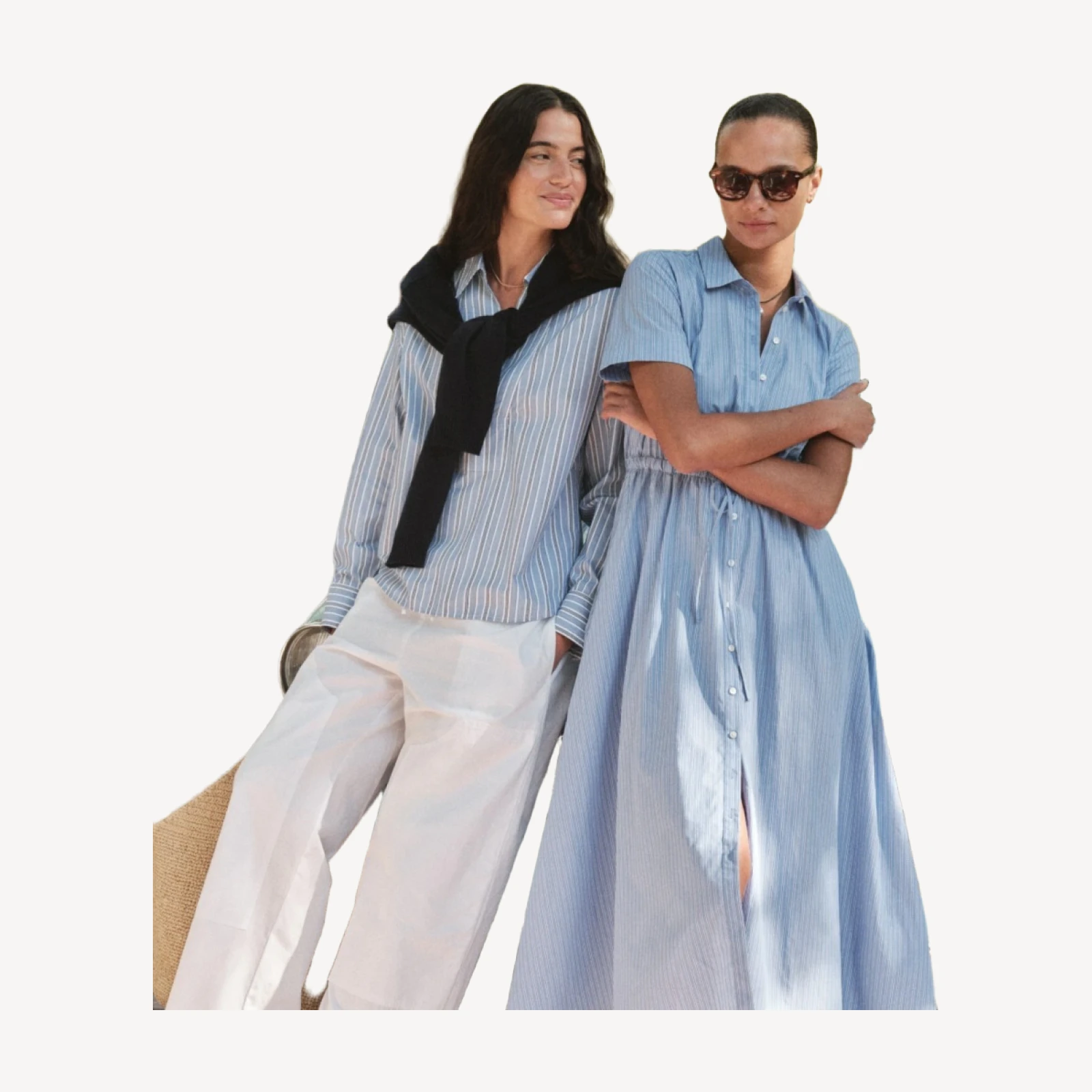 Cerise shirt-dress in striped cotton poplin
