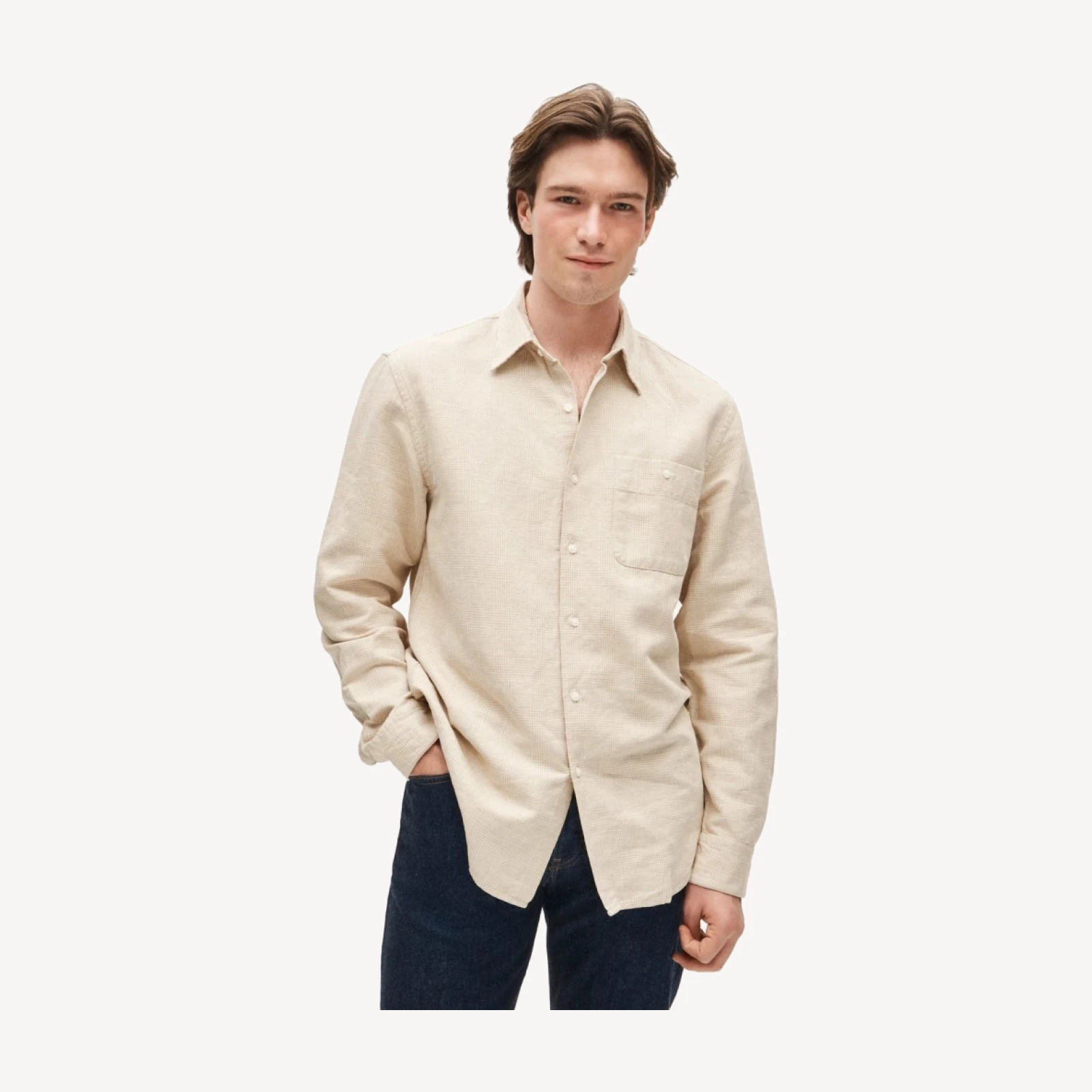 Linen-cotton blend twill shirt