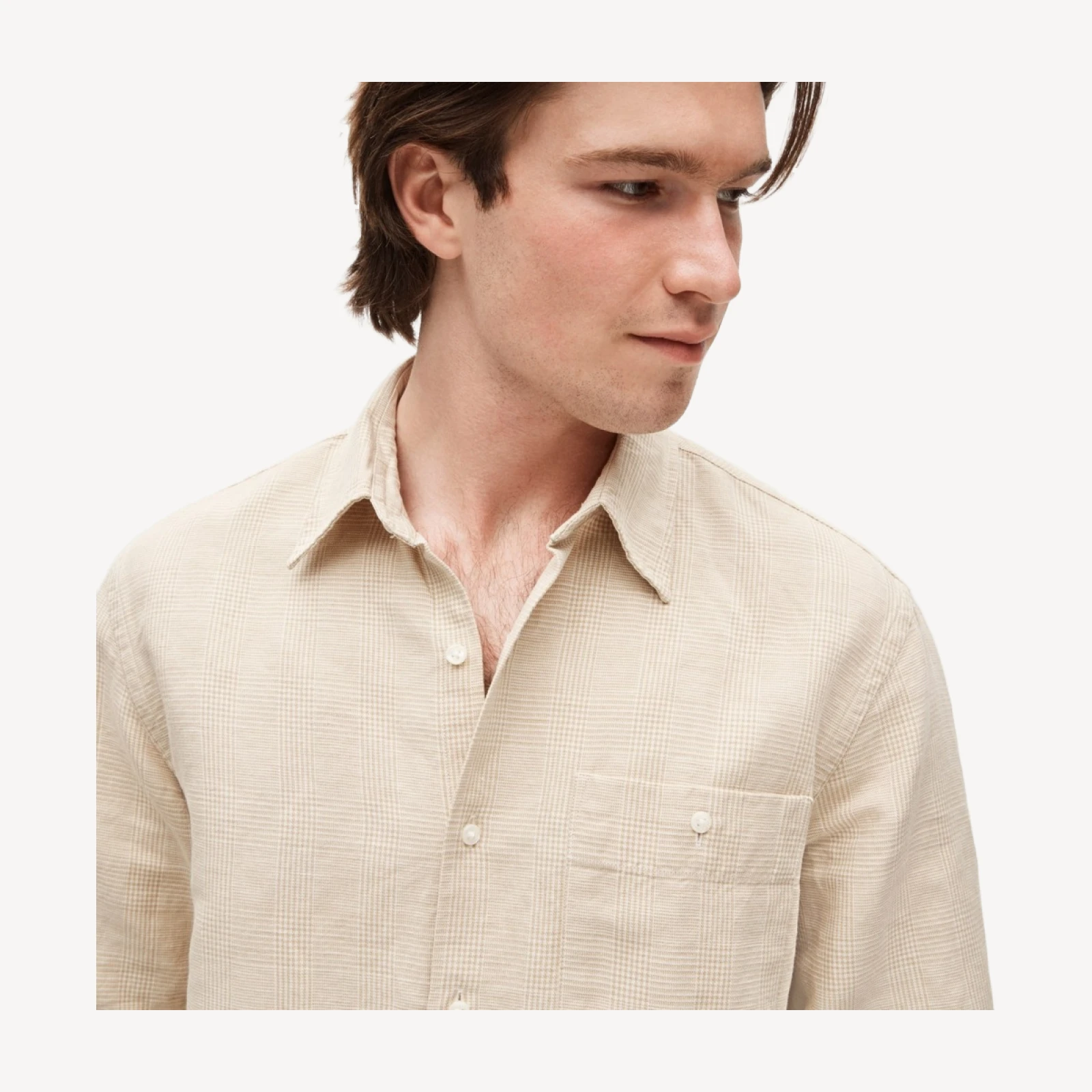 Linen-cotton blend twill shirt