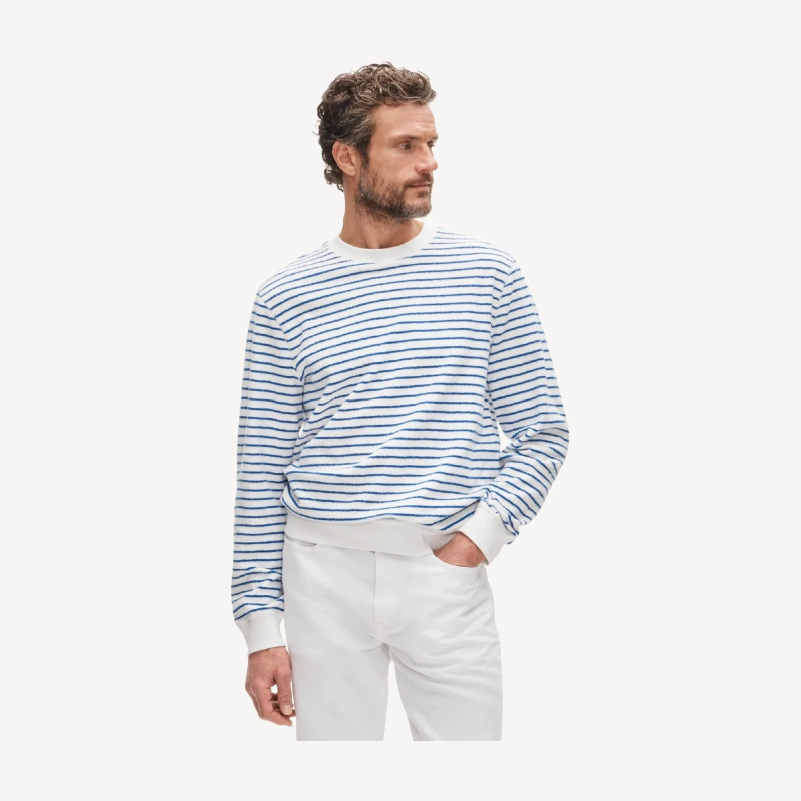 Terry cloth crewneck in stripe