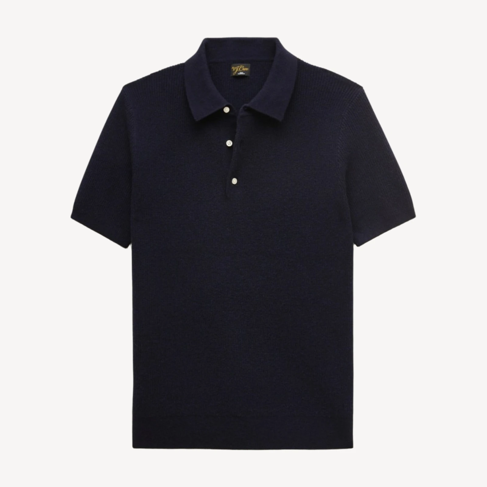 Short-sleeve cashmere rib-knit sweater-polo