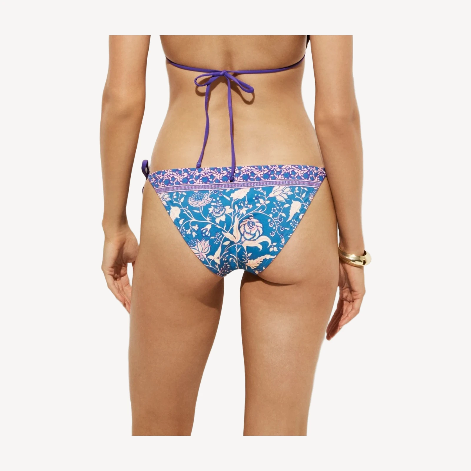 Hipster string bikini bottom in floral print
