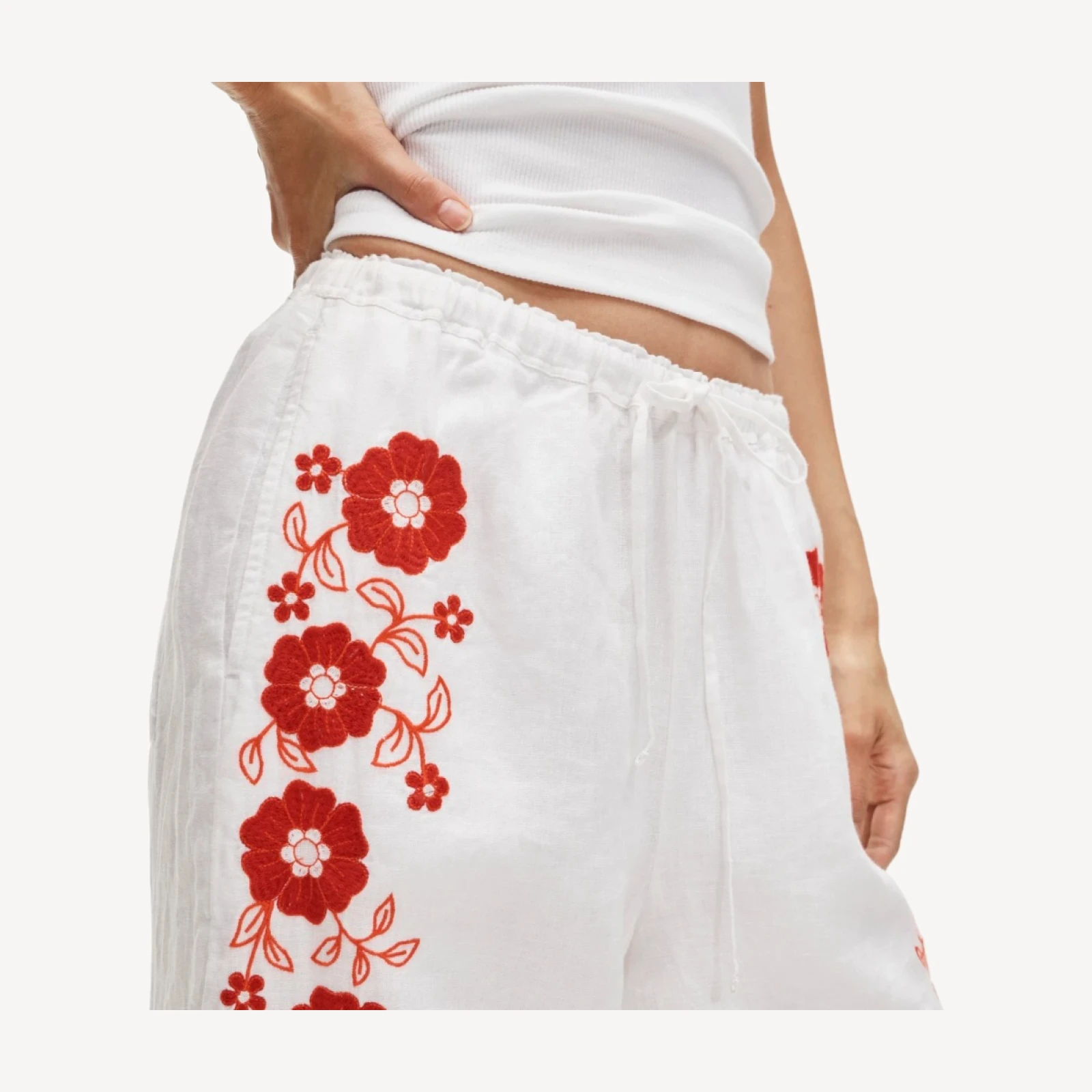 Soleil pant in embroidered linen