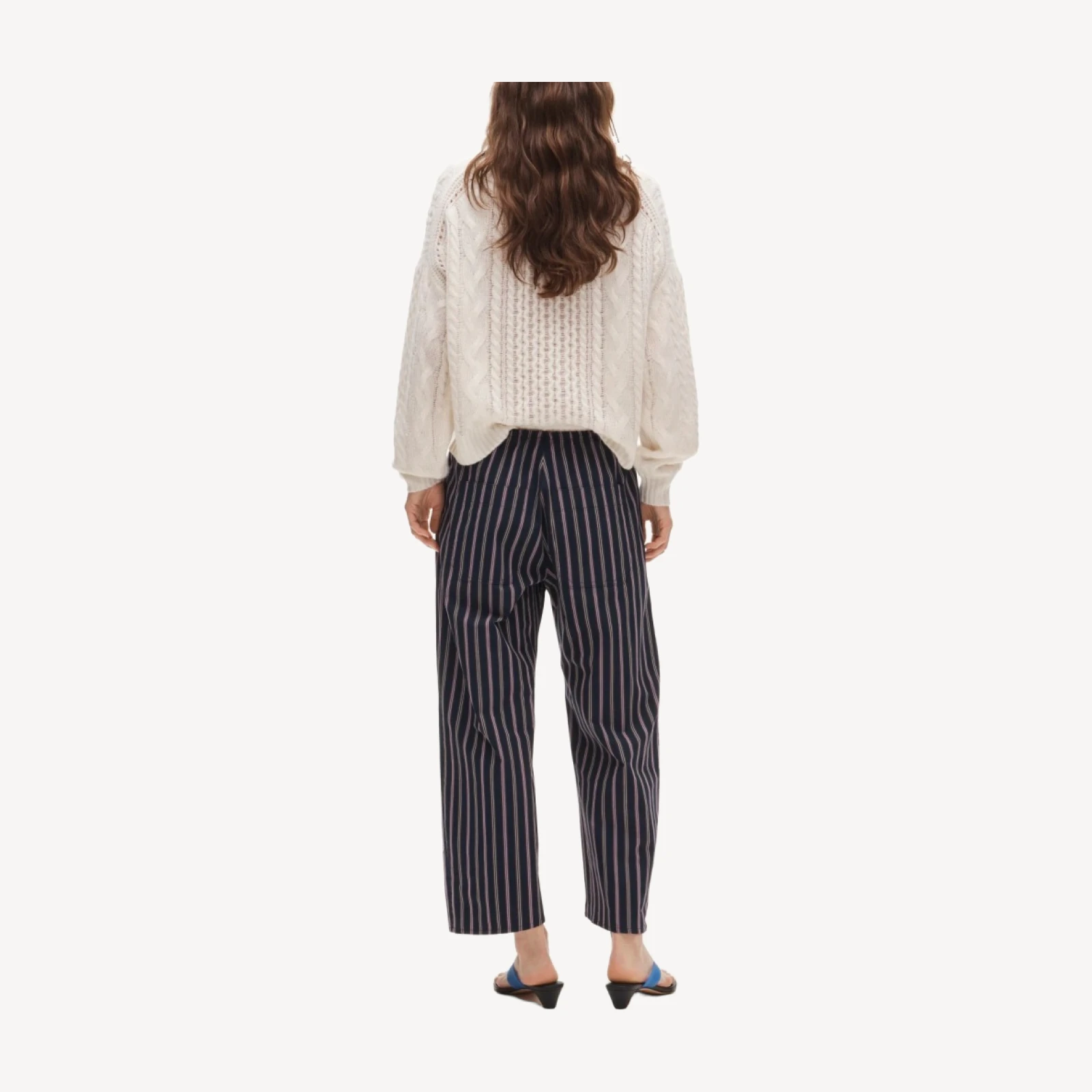 Petite Luna pant in striped cotton poplin