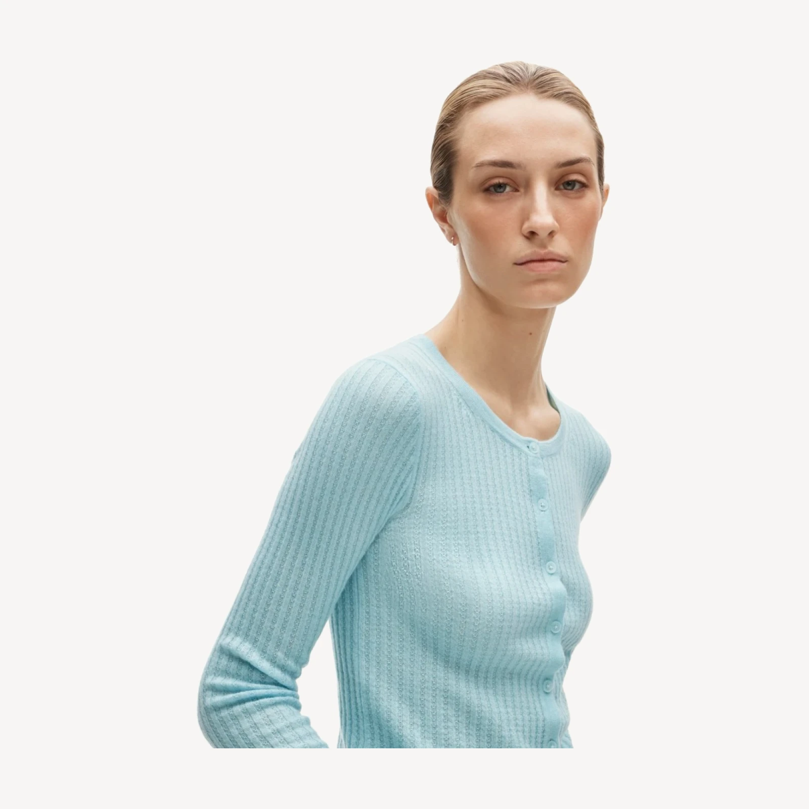 Featherweight cashmere pointelle cardigan