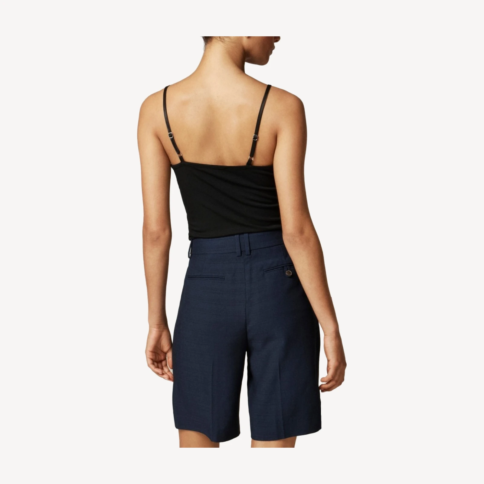 Pleated trouser short in luster canvas