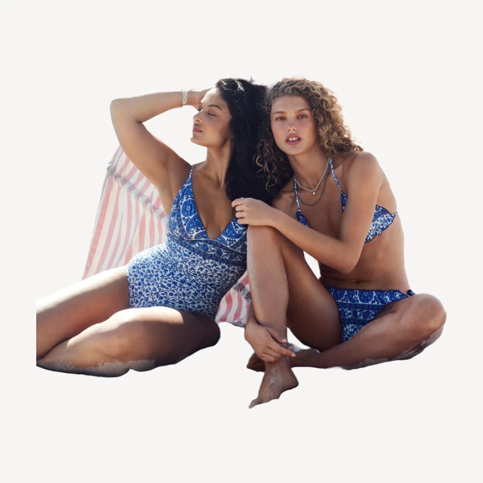 Ruched plunge one-piece in bandana block print