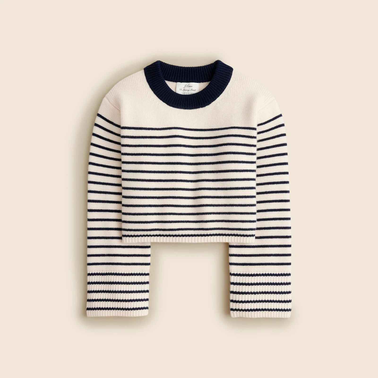Spring Street ribbed cashmere crewneck sweater in stripe