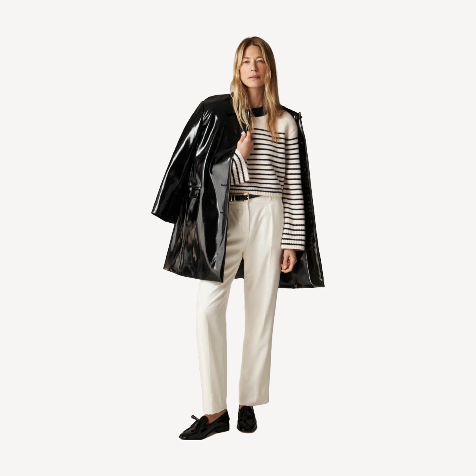 Spring Street ribbed cashmere crewneck sweater in stripe