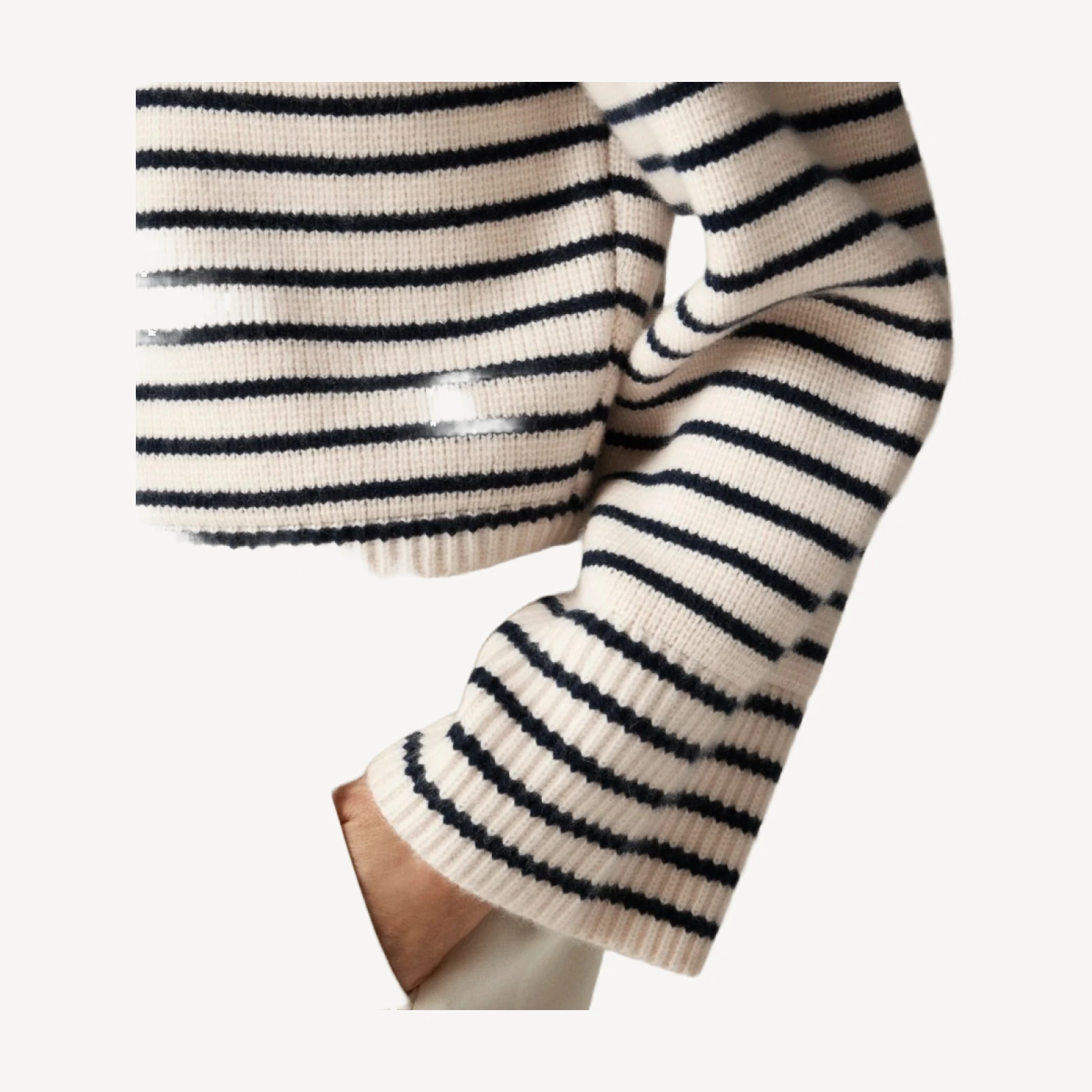 Spring Street ribbed cashmere crewneck sweater in stripe
