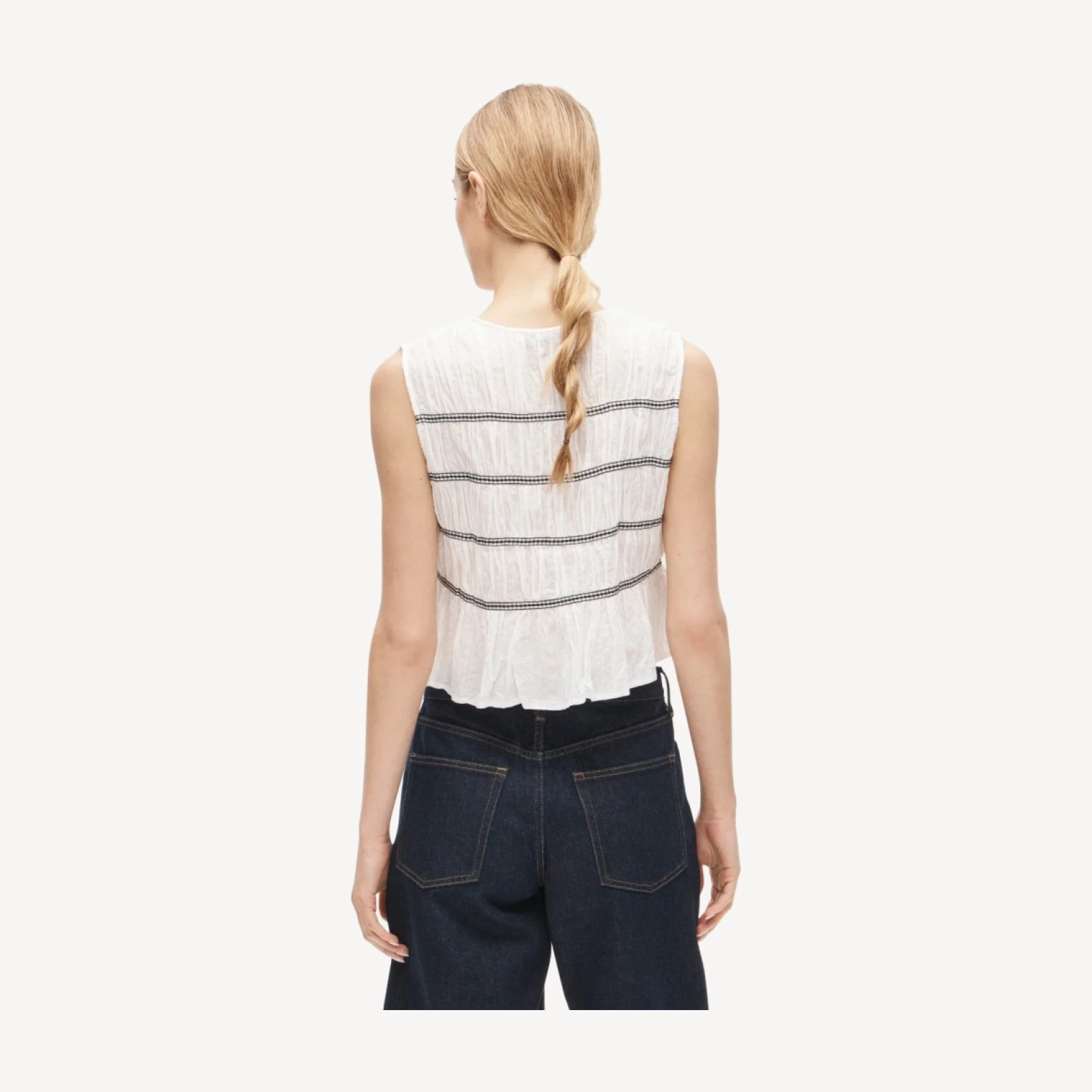 Tie-front top with gingham details