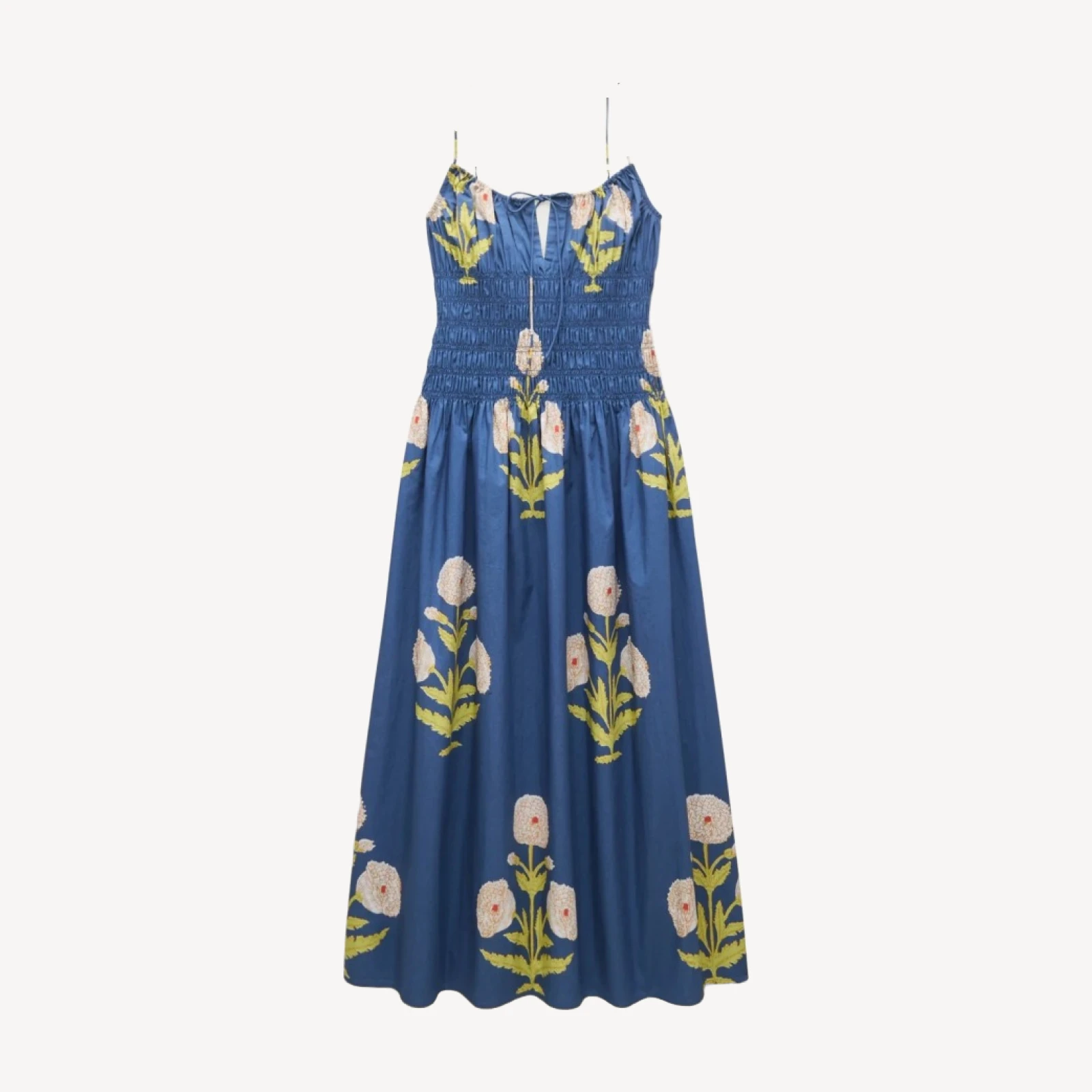 Reverie dress in marigold block print
