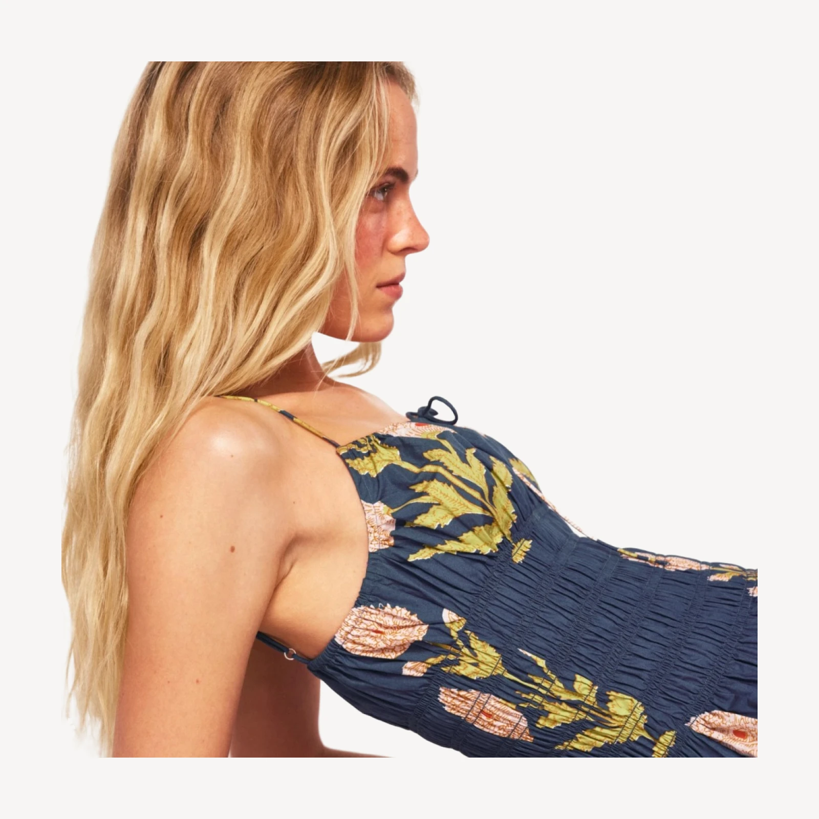 Reverie dress in marigold block print