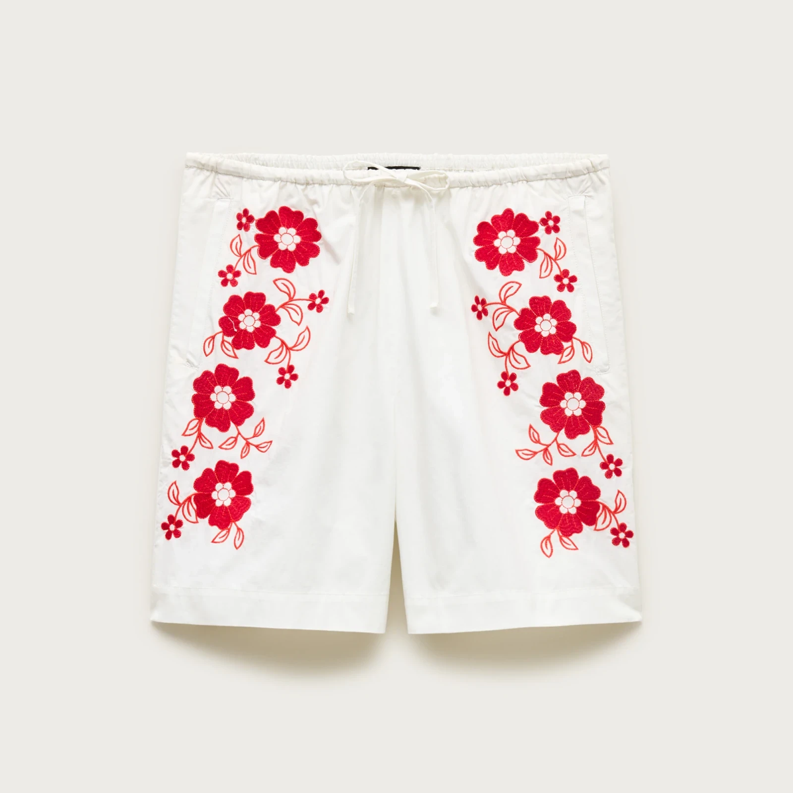 Cosmo short in embroidered floral cotton poplin
