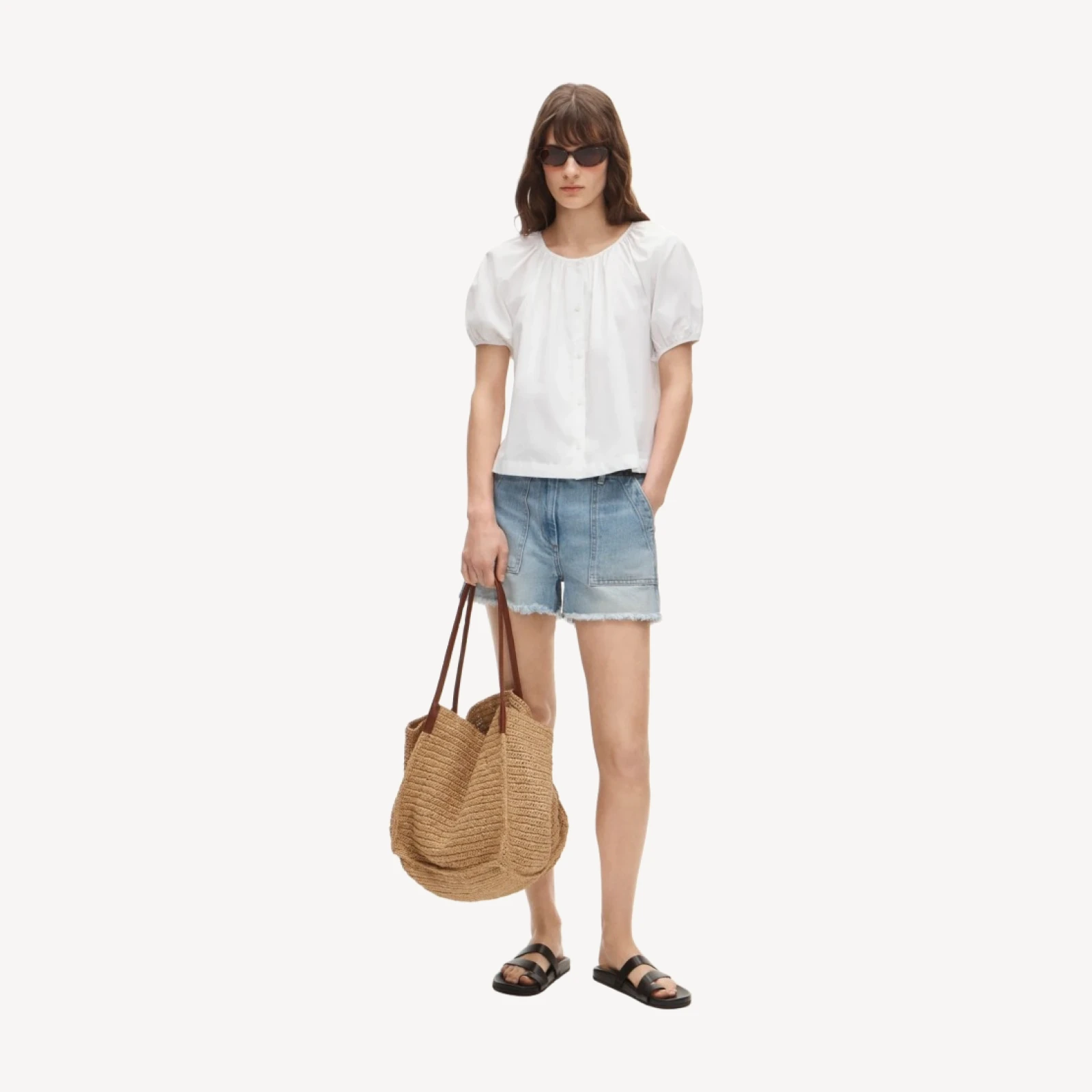 Utility-pocket denim short