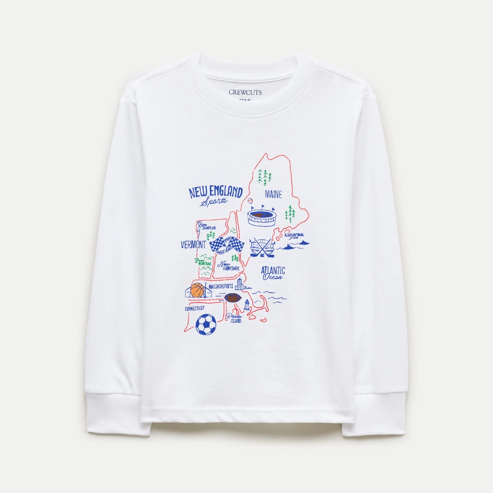 Kids' long-sleeve "New England sports" graphic T-shirt