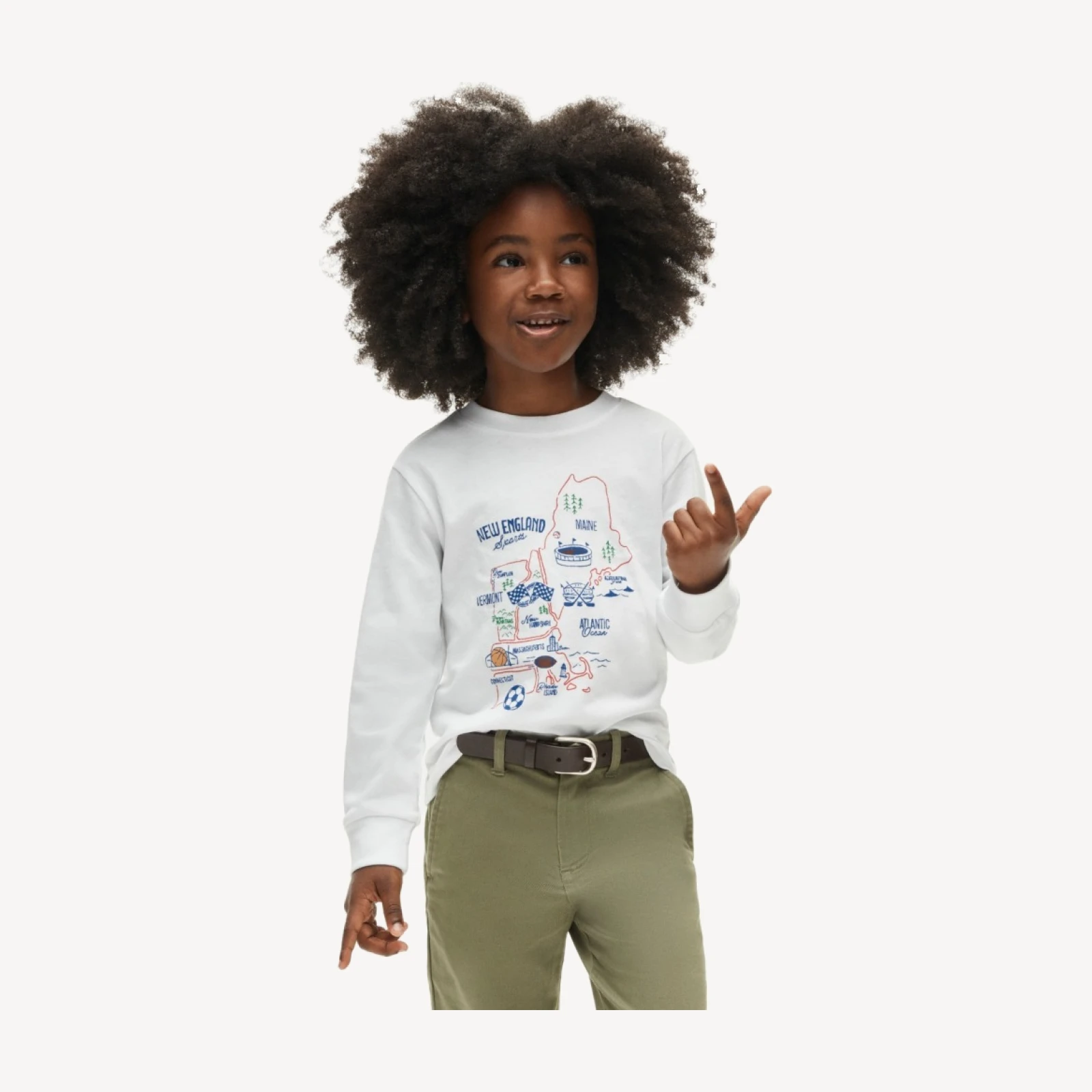 Kids' long-sleeve "New England sports" graphic T-shirt