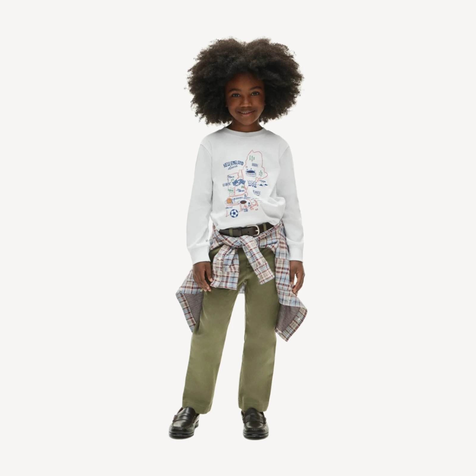 Kids' long-sleeve "New England sports" graphic T-shirt