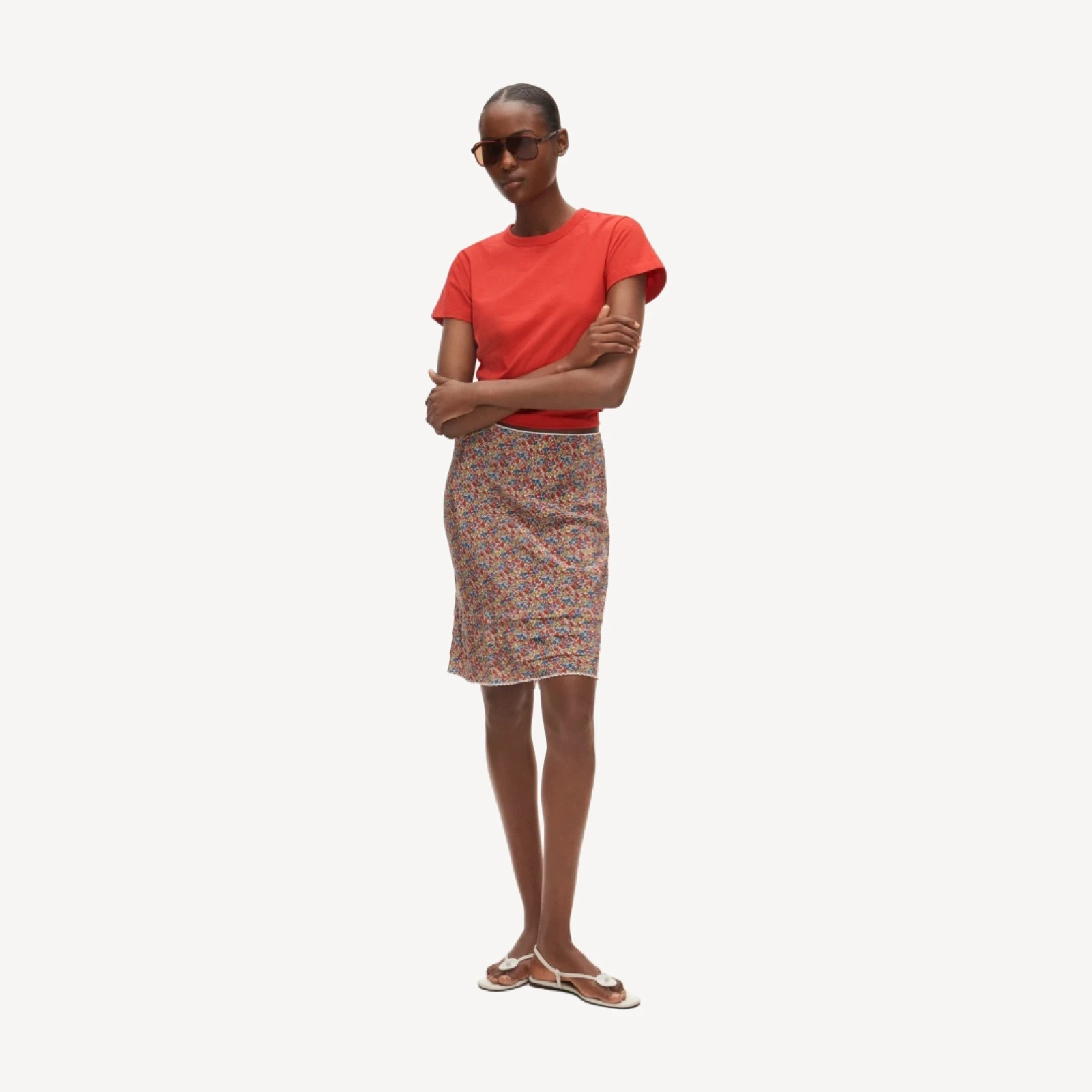 Ruffle-trim slip skirt in Liberty® fabric