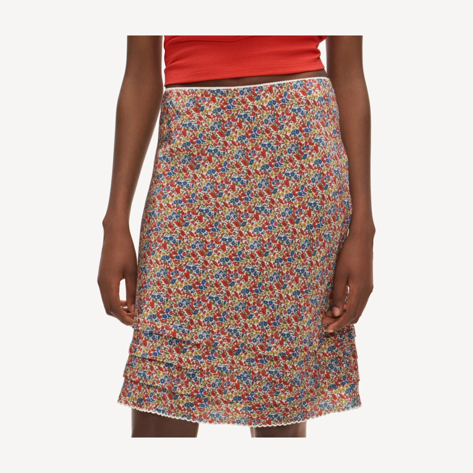 Ruffle-trim slip skirt in Liberty® fabric