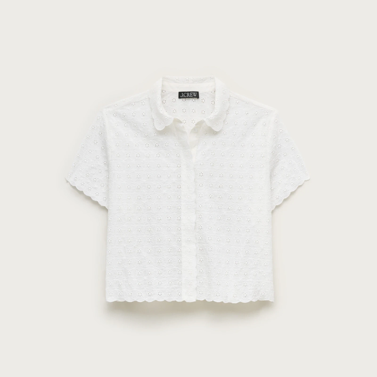 Gamine button-up shirt in eyelet