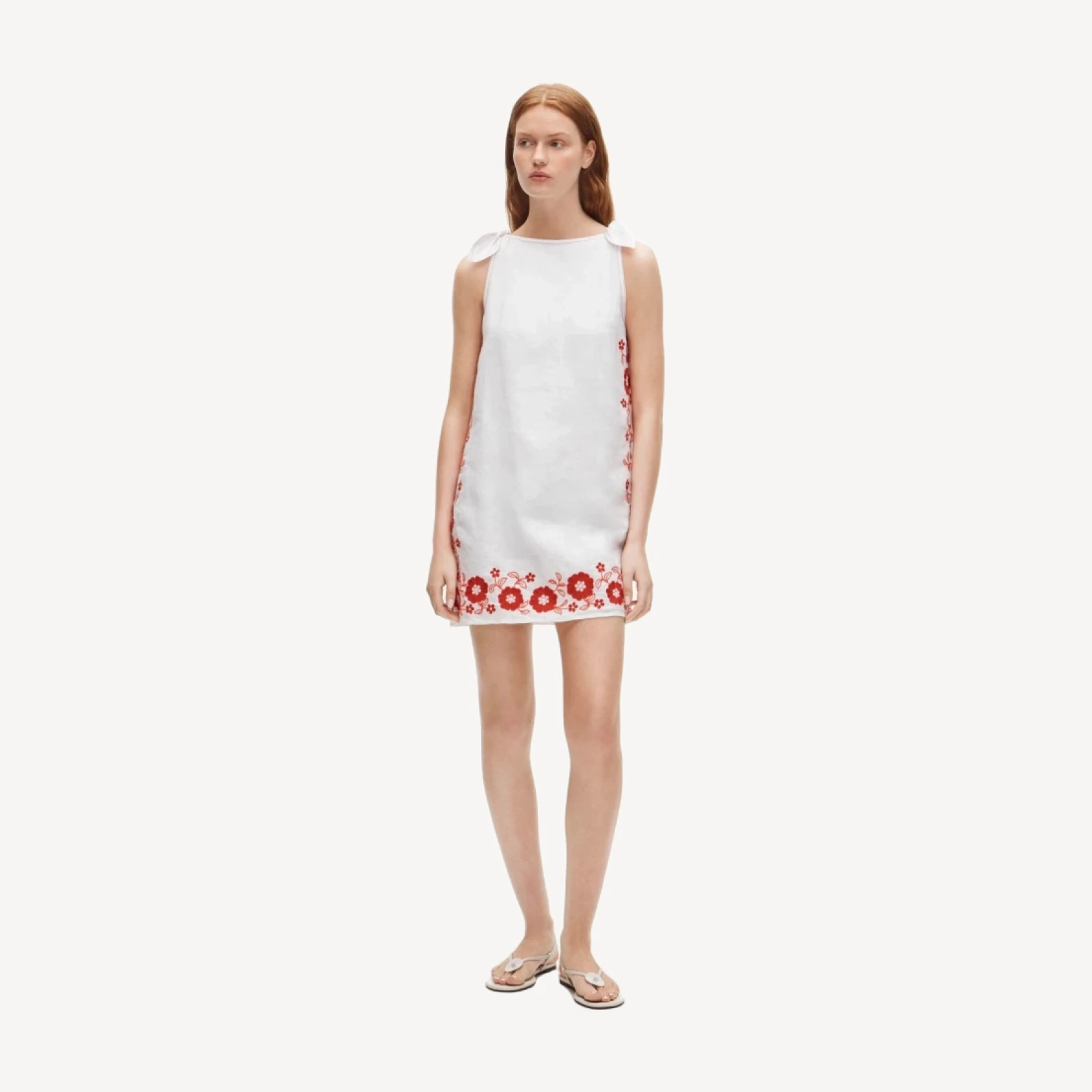 Sadie mini dress in embroidered linen