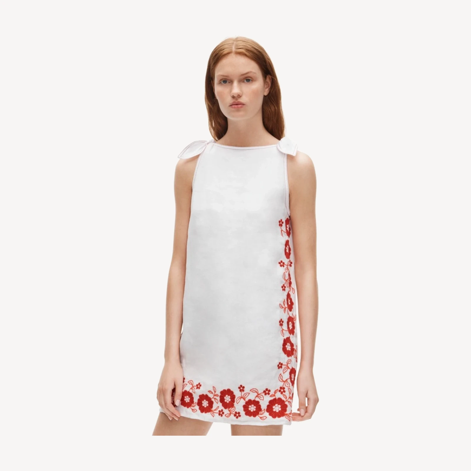 Sadie mini dress in embroidered linen