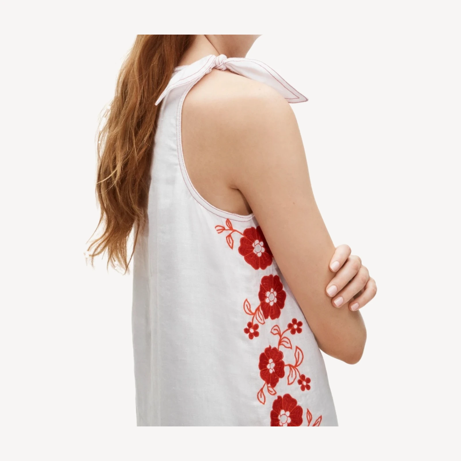 Sadie mini dress in embroidered linen
