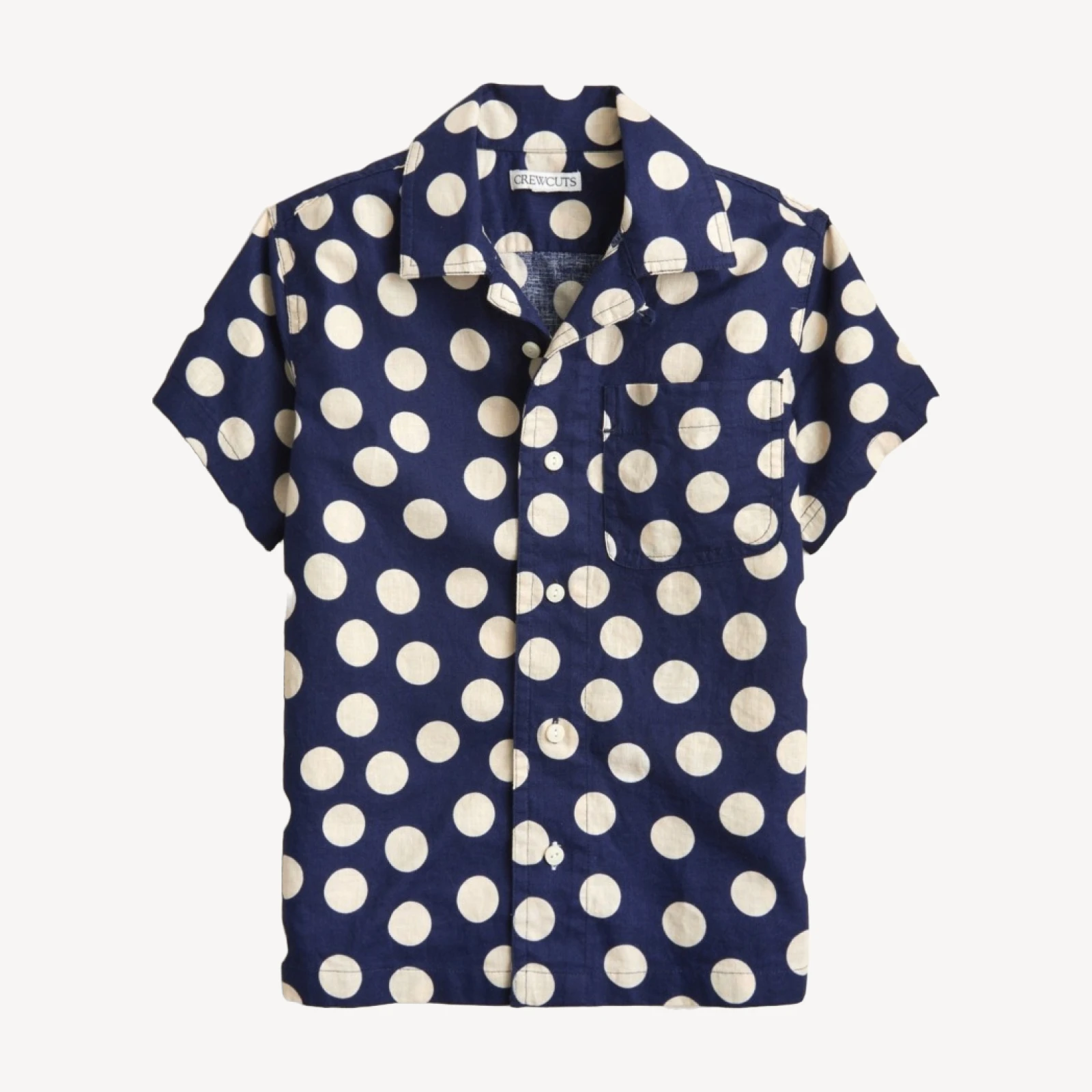Kids' short-sleeve camp shirt in linen-cotton blend