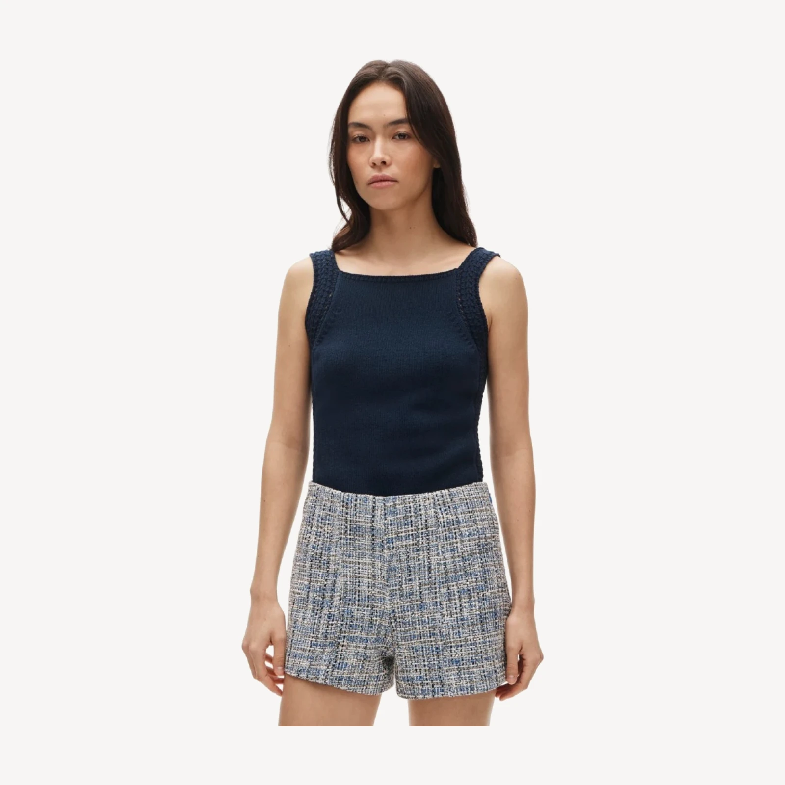 Tap short in textured Italian tweed
