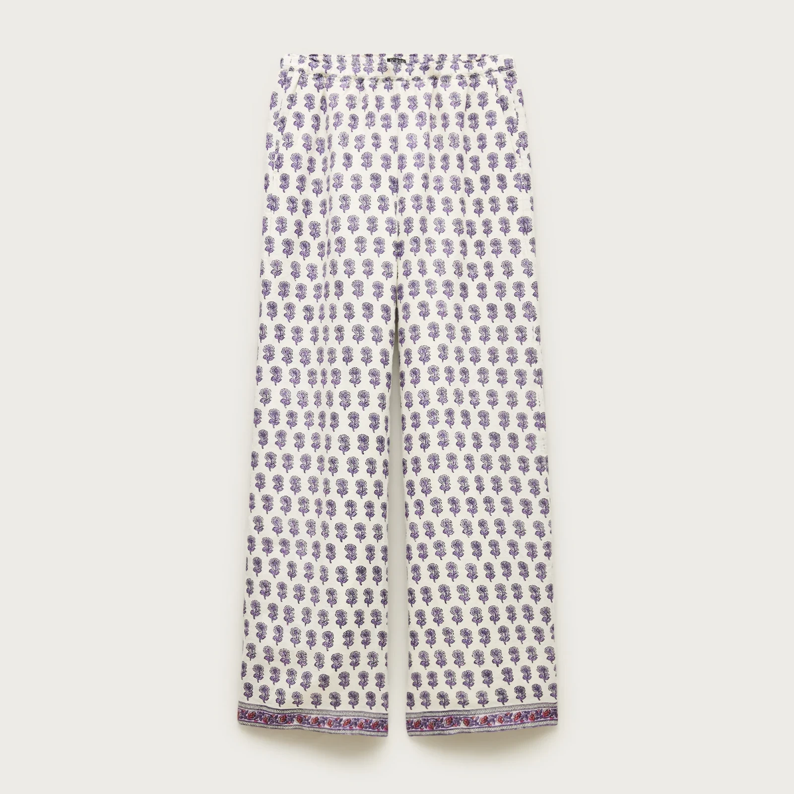 Wide-leg linen pant in lilac block print