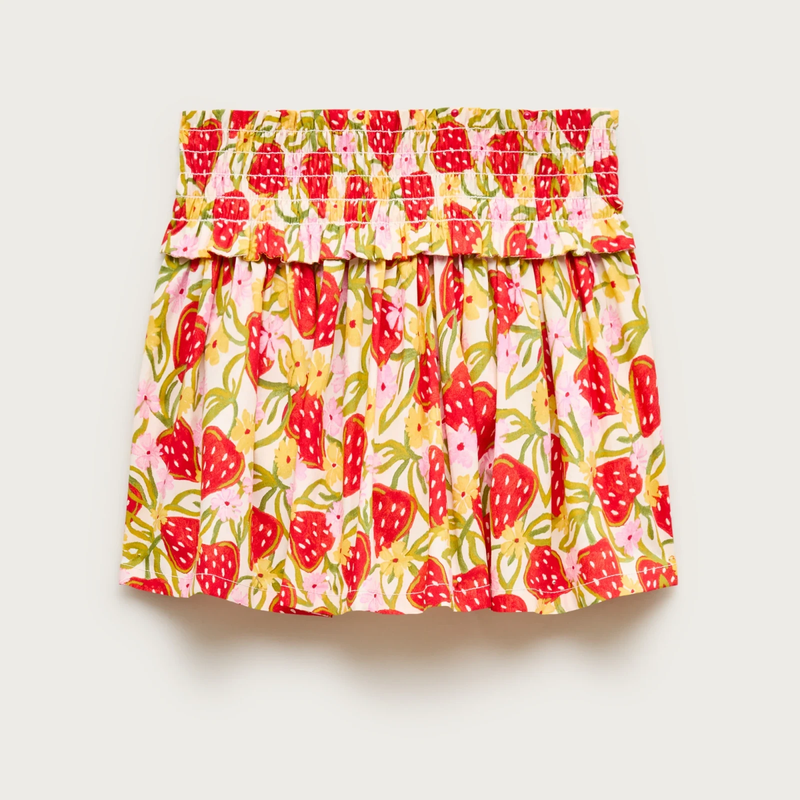 Girls' smocked-waist skirt in cotton poplin