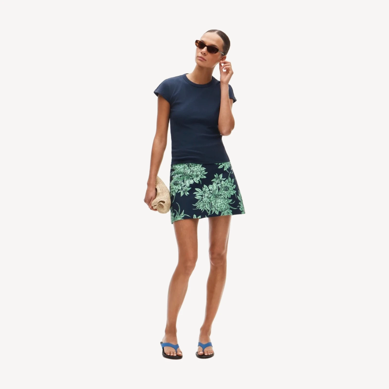 Fairfax mini skirt in pineapple garden-print double cotton poplin