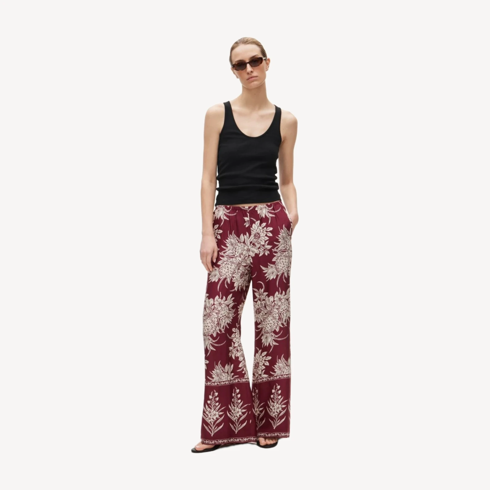Cosmo pant in pineapple-print viscose twill