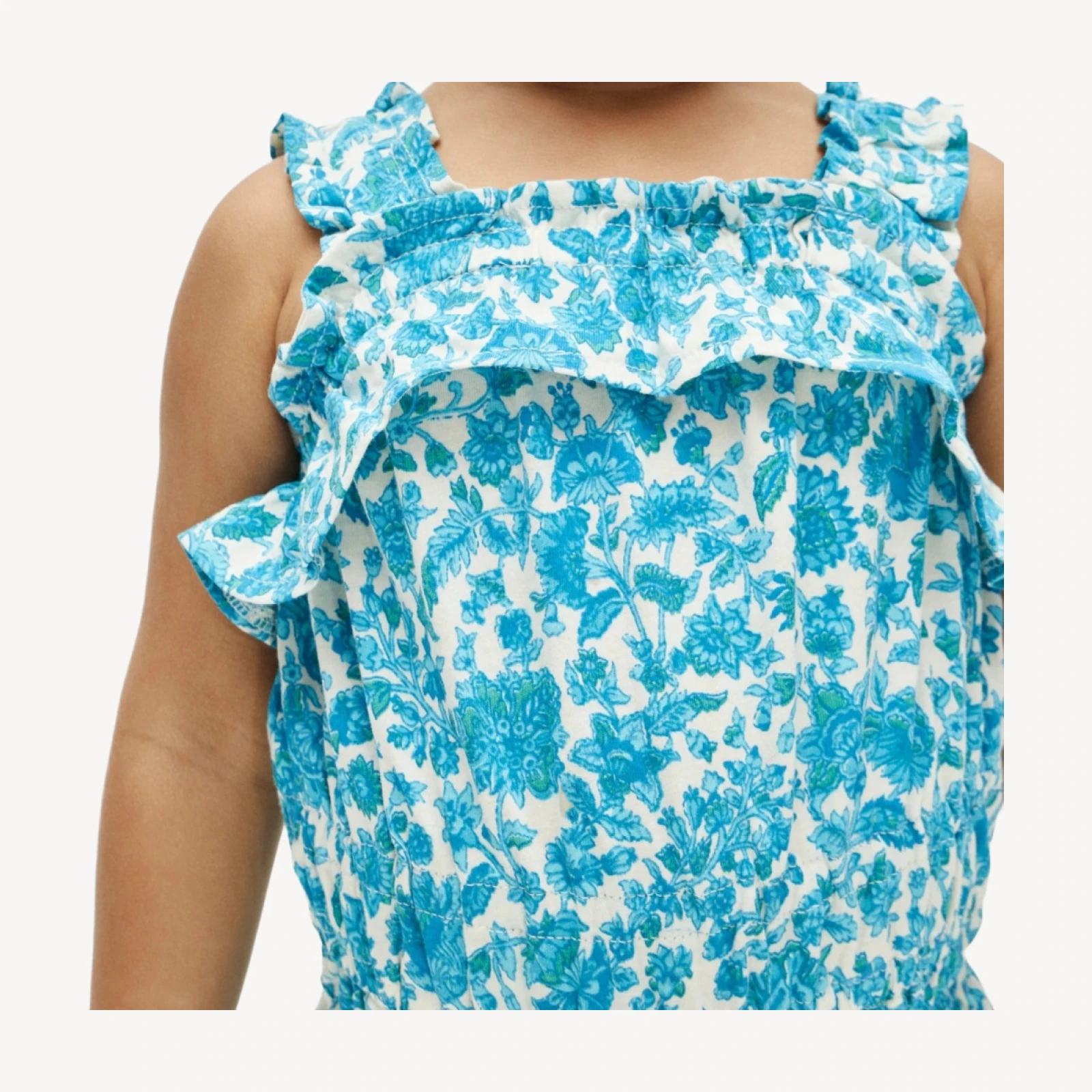Girls' ruffle-trim jumpsuit in broken-in-jersey floral