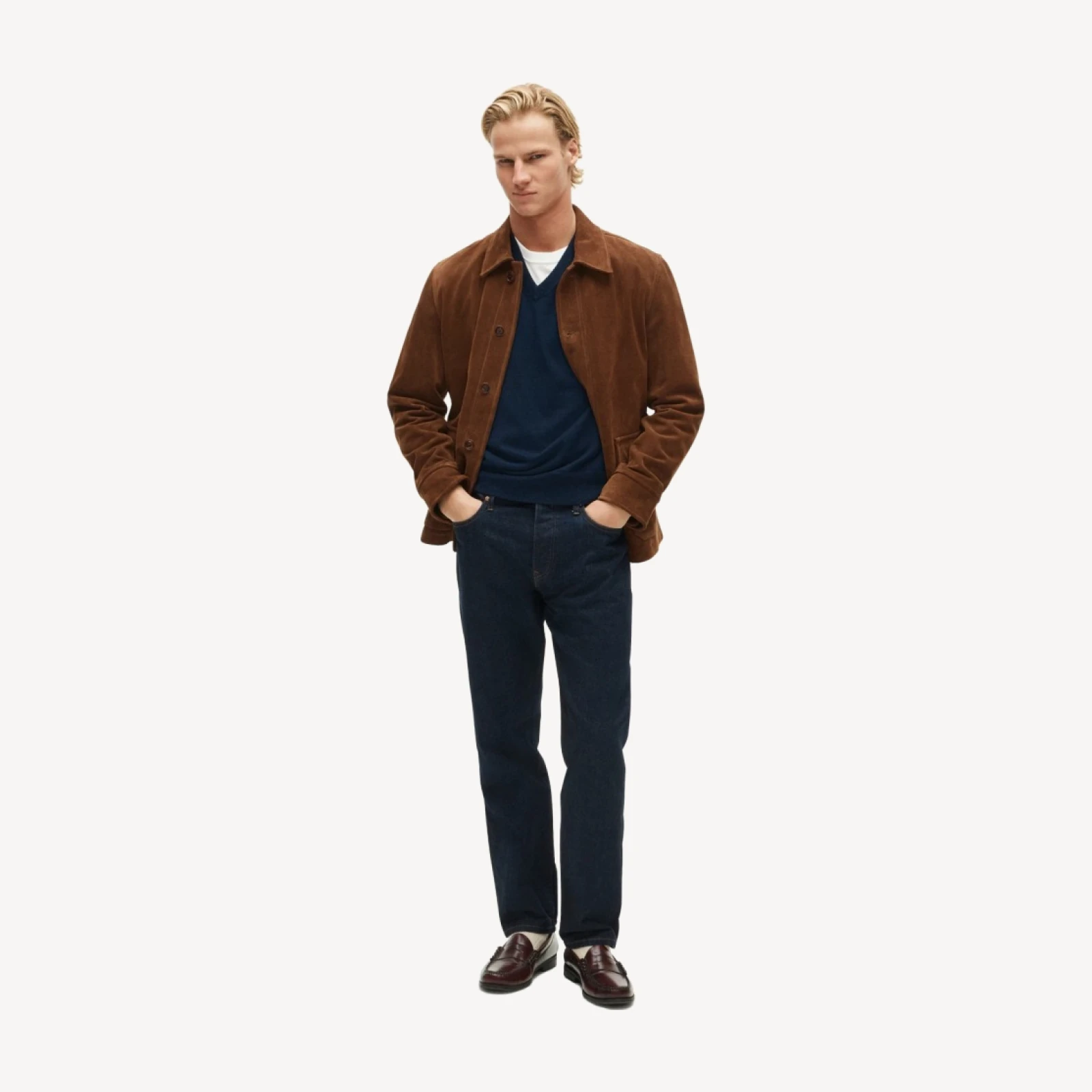 Two-pocket field jacket in Italian suede