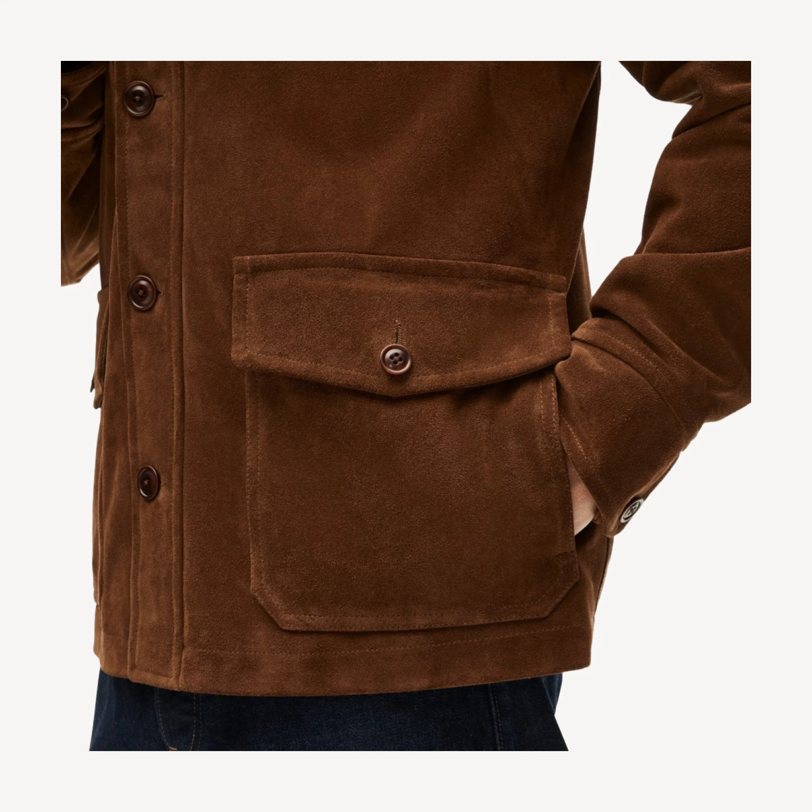 Two-pocket field jacket in Italian suede