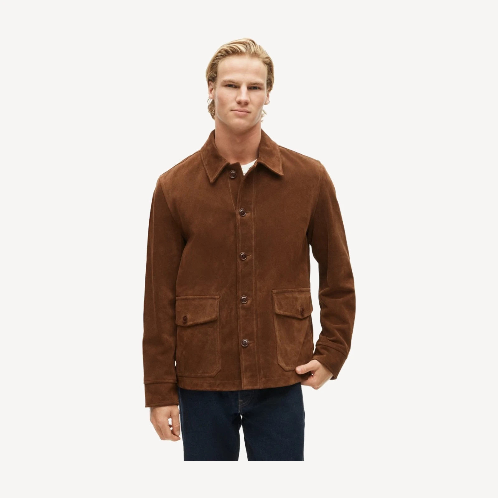 Two-pocket field jacket in Italian suede