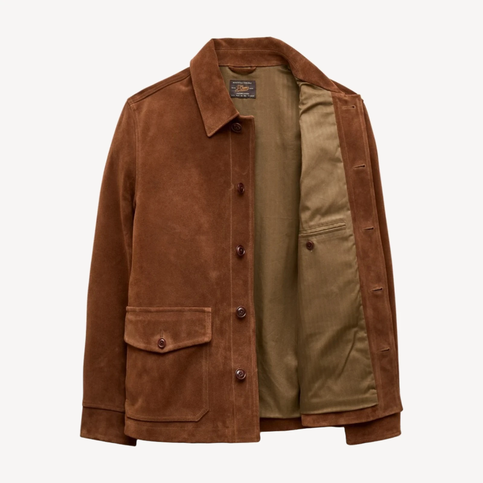 Two-pocket field jacket in Italian suede