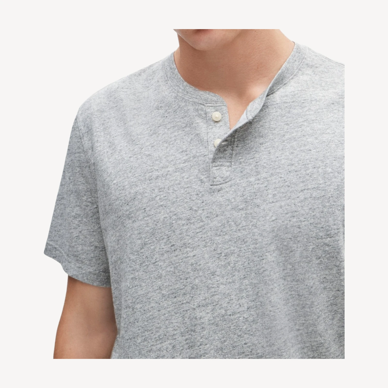 Short-sleeve vintage-wash cotton henley