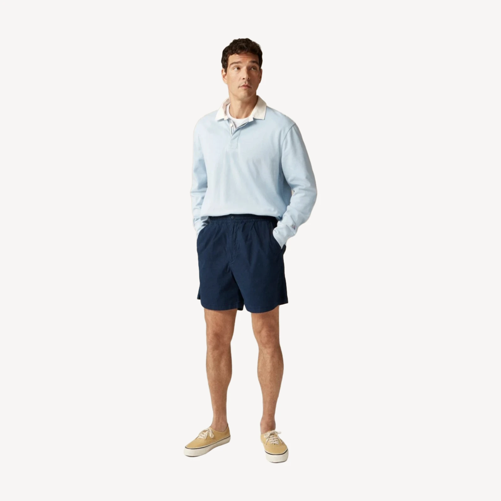 6" pleated utility sport short in stretch cotton blend