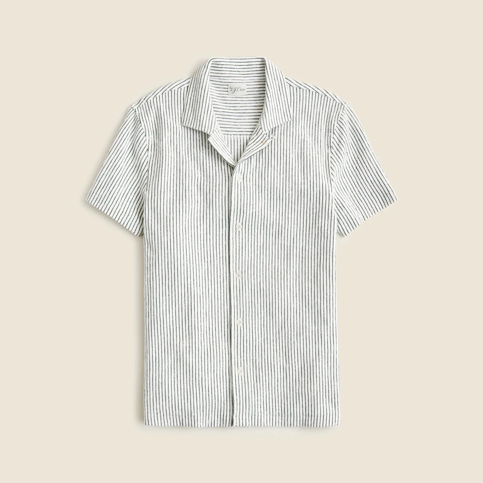 Textured camp-collar knit shirt in stripe